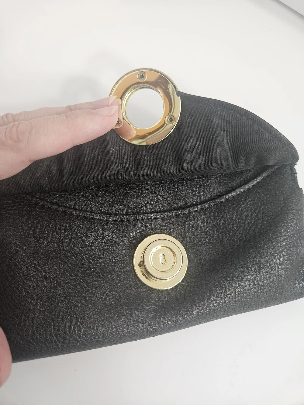 Big Buddha Pebbled Faux Leather Black With Gold Hardware 7.5x4 Wallet